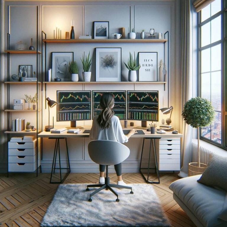 woman-day-trading-from-home-office